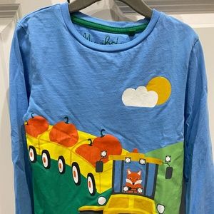 Mini Boden boys’ shirt, pumpkin patch, size 5-6